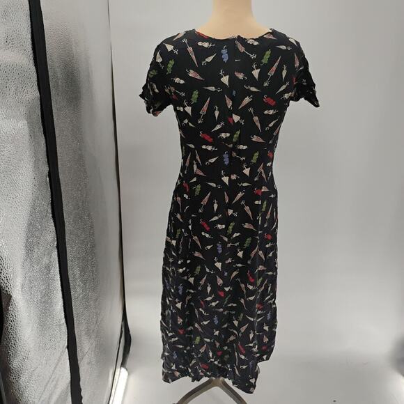 BANANA REPUBLIC midi DRESS vintage umbrellas novelty print made in hong kong - Picture 4 of 13